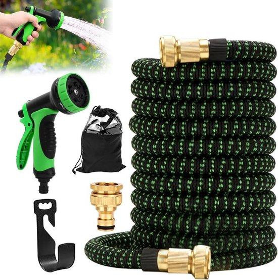 Gobesty Flexibele tuinslang - Uitrekbare waterslang met knikvrije latex kern - 225 meter - Groen