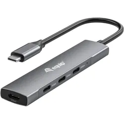 NGS Station D'Accueil Portable USB-C 3.0 Wonder Dock Supra (Gris) (USB-C, 4 Ports), Dockingstation + USB Hub, Schwarz, Grau