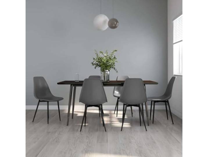 HEFZGDB Esszimmerstühle 6 STK. Grau PP Minimalistisches Design Polypropylen Metallbeine Ergonomische Rückenlehne Stabile Küchenstühle Leicht zu Reinigen