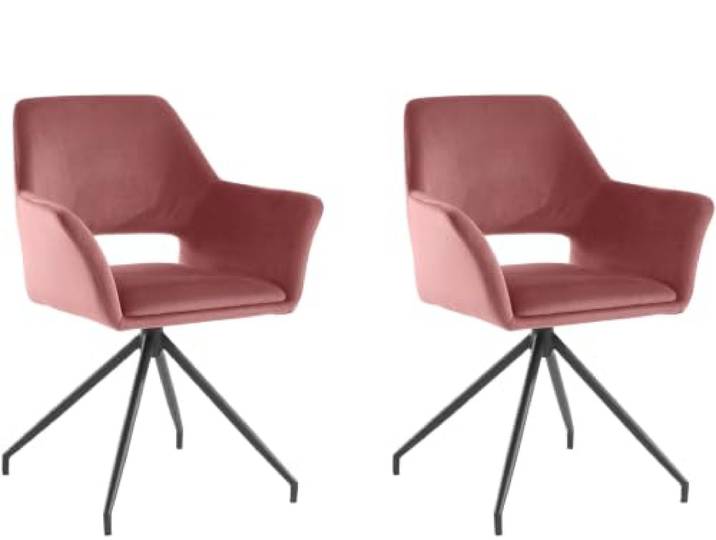 Vera Sessel in Rosa Velours, 2er-Pack