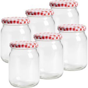 Böttcher-AG Einmachglas Karodesign, mit Schraubdeckel, 540 ml, zum Einkochen, luftdicht, Twist-Off, 6 Stück