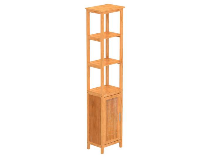 Carryhome Hochschrank, Bambus, Metall, Bambus, 1 Fächer, 40.0x190.0x30.0 cm, Badezimmer, Badmöbel, Hochschränke