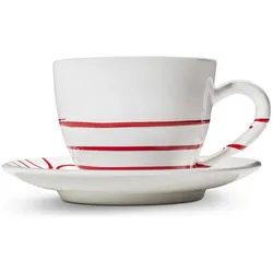 Gmundner Keramik, Tasse, Pur Geflammt Rot, Teetasse Maxima mit Unterteller