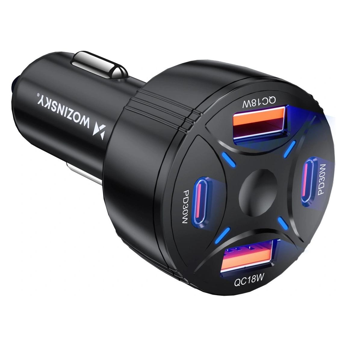 Wozinsky WLS-04 Kfz-Ladegerät 2xUSB-C 2xUSB-A - Schwarz (1409315874)