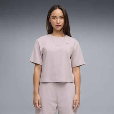 T-Shirt PUMA "ESS ELEVATED RELAXED TEE", Damen, Gr. L, misty pink, Web, Obermaterial: 66% Baumwolle, 32% Polyester, 2% Elasthan, unifarben, relaxed fit normal, Shirts T-Shirt, Kurzarmdesign, sportlicher Stil, unifarbenes Design, relaxed fit