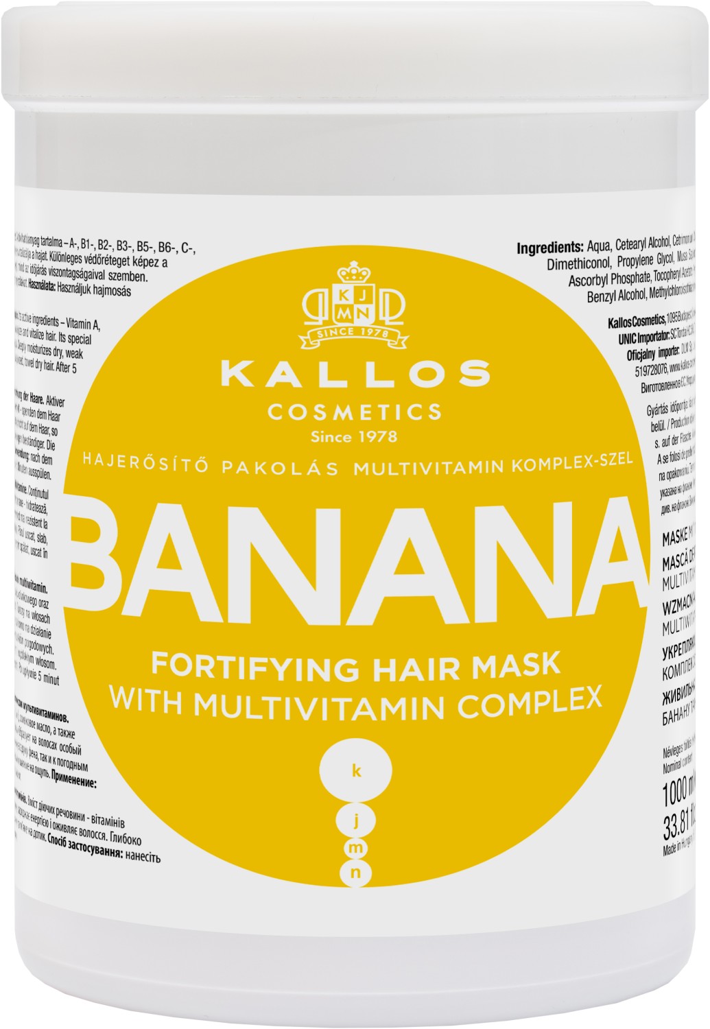 Kallos KJMN Banana Fortifying Hair Mask 1000 ml KA-KJMN1110