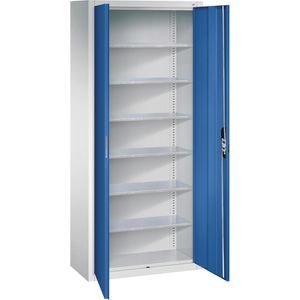 CP-Möbel Magazinschrank Serie 13, grau / blau, 70 x 169 x 30cm, 6 Böden