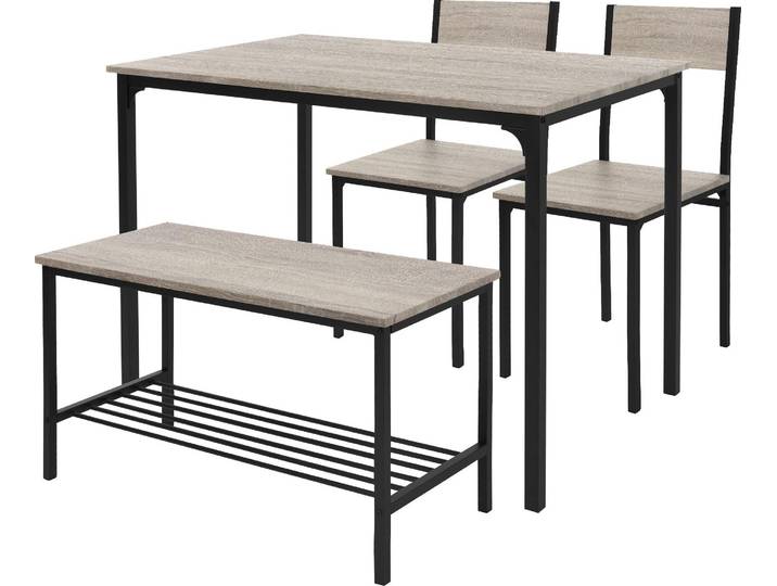 ML-Design Essgruppe für 4 Personen, Sonoma-Eiche, Esstisch Set mit 2 Stühlen 1 Bank