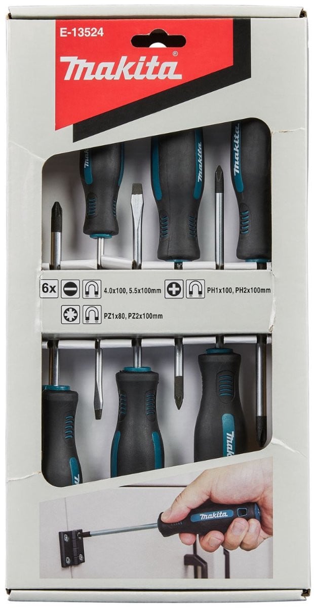 Makita 6-delige schroevendraaierset met PH, PZ en SL profielen - E-13524