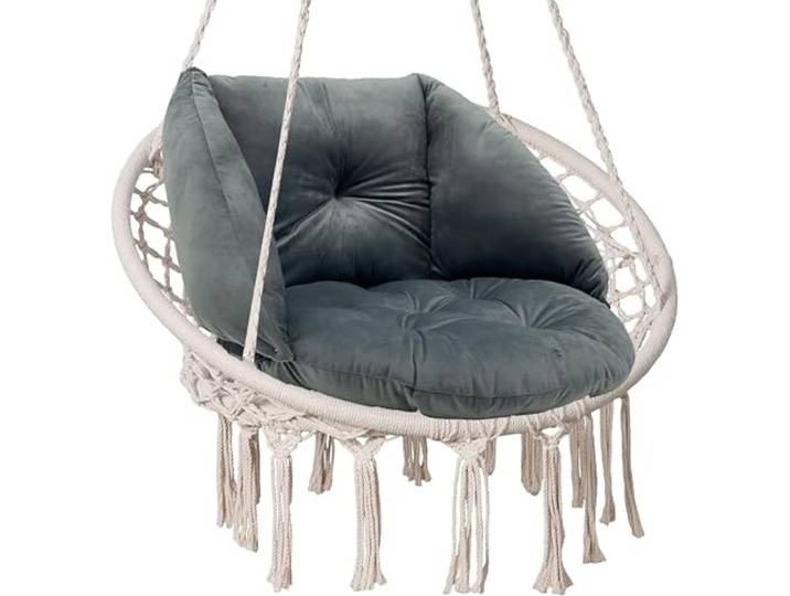 SuperKissen24. Coussin de Fauteuil Suspendu - Coussin Fauteuil Jardin - Oreillers de Oeuf Suspendu - Coussin Rond - Oreiller Moelleux - Anthracite