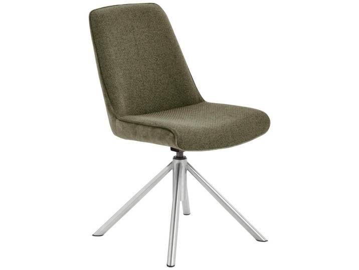 Stuhl, Olivgrün, 49x64x88 cm, Metall & Textil, 360° Drehbar, Vintage, Novel