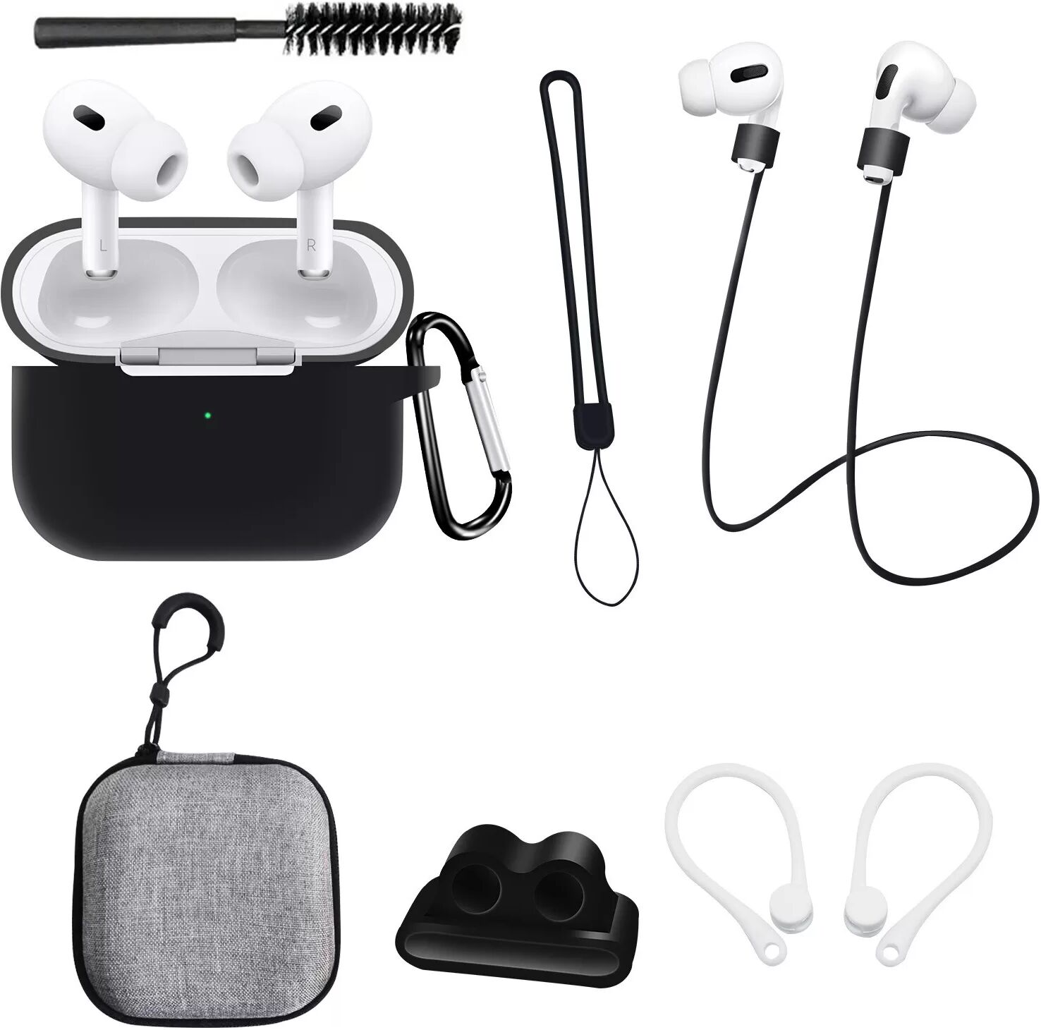 INF Ensemble d'étui de protection pour Apple AirPods Pro 2e génération Le noir