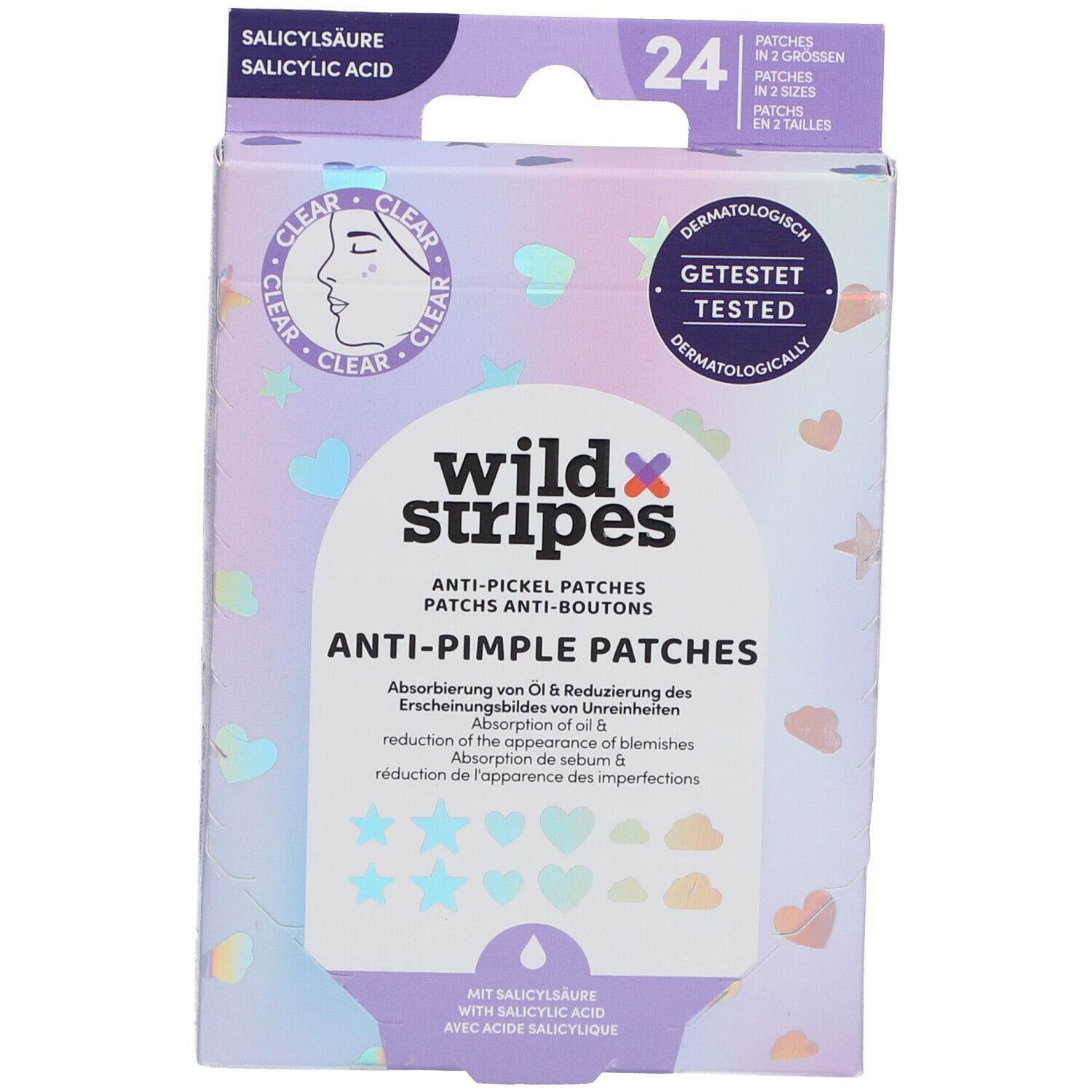Wild Stripes Anti-Pickel Patches Holo Clear 24 St Pflaster