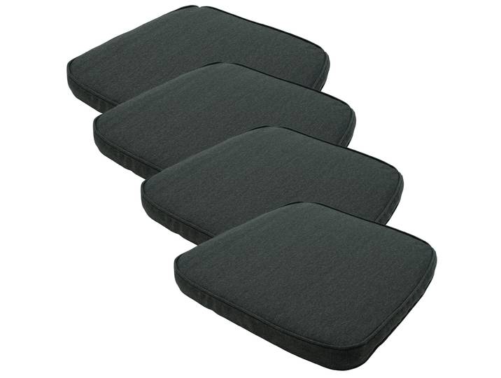 Stuhlkissen Outdoor 4er-Set, Sitzkissen wasserabweisend, dunkelgrau, je 48 x 48 cm
