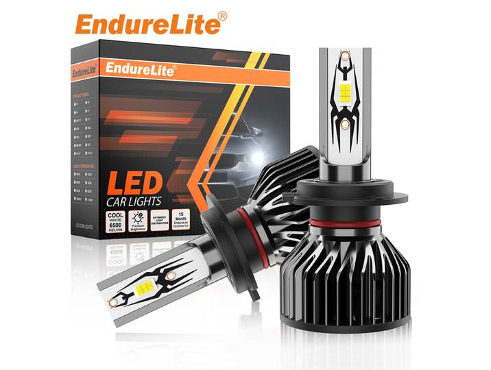 ENdureLite H8/H9/H11 Lot de 2 ampoules LED pour voiture, blanc froid 6000 K, 17 000 lm, système de refroidissement, Plug &amp; Play