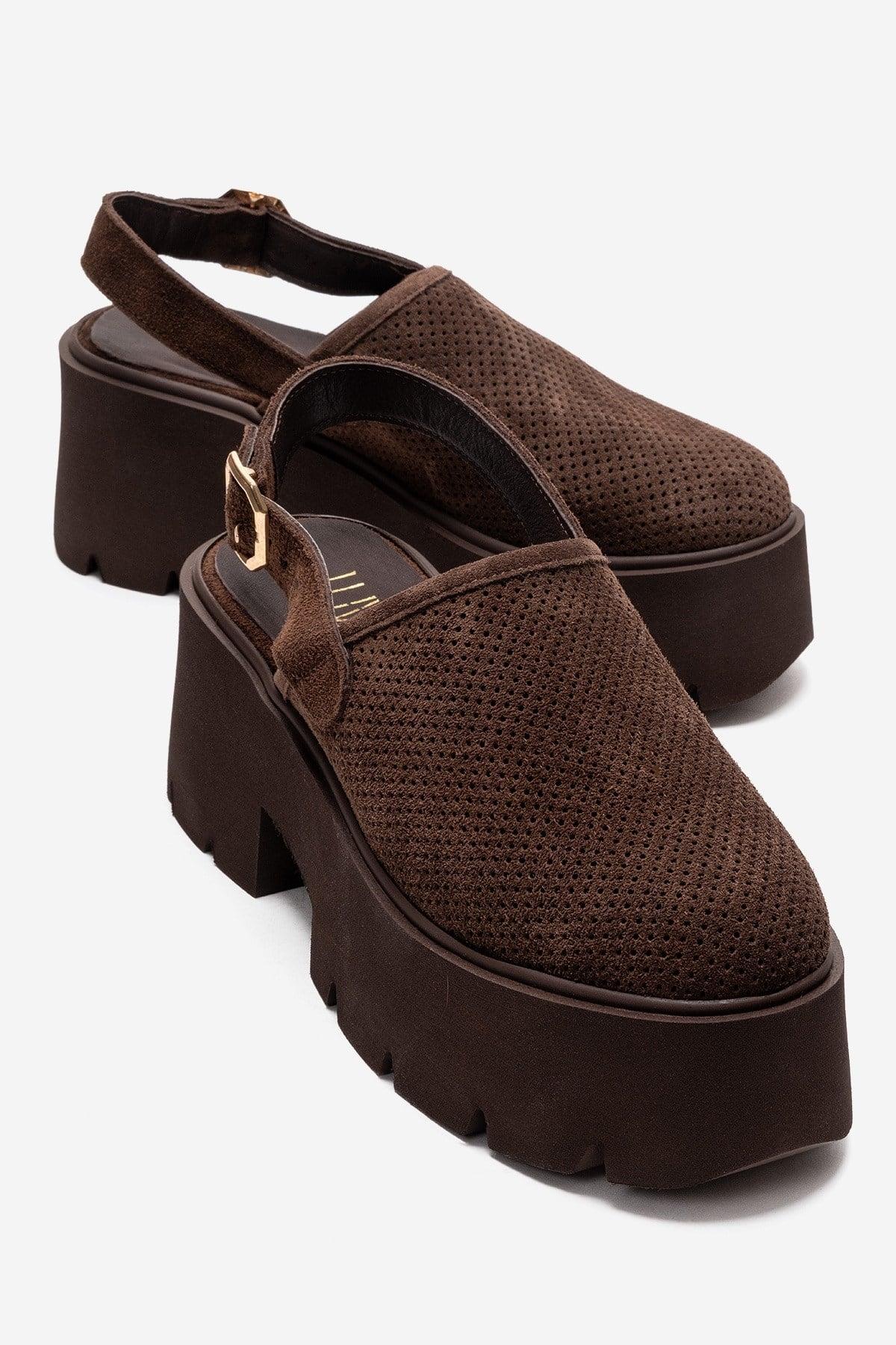 Caldris Leren Platform Sandaal