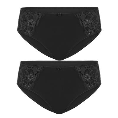 Slip SUSA "2er Pack Damen Slip Latina", Damen, Gr. 42, schwarz (schwarz schwarz), Obermaterial: 78% Polyamid PA. 16% Elasthan EL. 6% Baumwolle CO., Unterhosen Slip