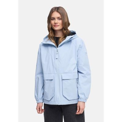 Outdoorjacke NAVAHOO "Donnerwetter 14", Damen, Gr. XL (42), blau (hellblau), Obermaterial: 100% Nylon. Innenfutter: 62% Polyester, 33% Viskose, 5% Elasthan. Ärmelfutter: 100% Polyester, lässig geschnitten hüftbedeckend, hoch geschlossener...