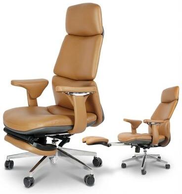 Kodotan sofa Ergonomic Genuine Leather Office Chair with Footrest 400lbs, adjustable tilt mechanism, smooth-rolling casters
