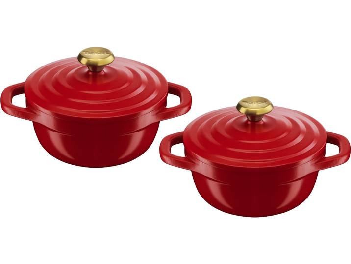 Topf-Set TEFAL Air , rot, B:16,3cm H:8,8cm L:26,3cm Ø:11cm, Töpfe, Topf-Set, 2-tlg., 11 cm, Keramikversiegelung, Kondensationsdeckel, backofenfest