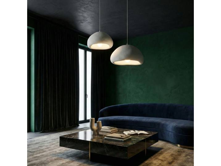 Suspension blanche design wabi-sabi 2 abat-jour NOXIS