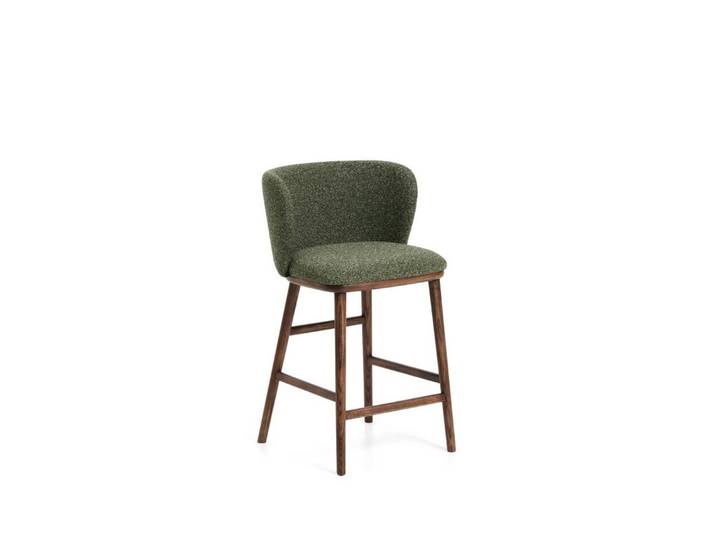 Natur24 Esszimmerstuhl Hocker Ciselia aus massivem Eschenholz mit walnussholzfarbenem 2er Set