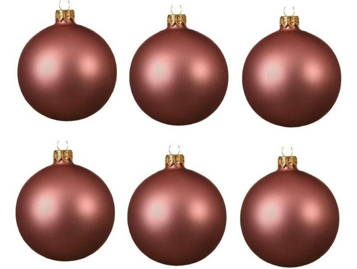6x Oud roze glazen kerstballen 6 cm - Mat/matte - Kerstboomversiering oud roze