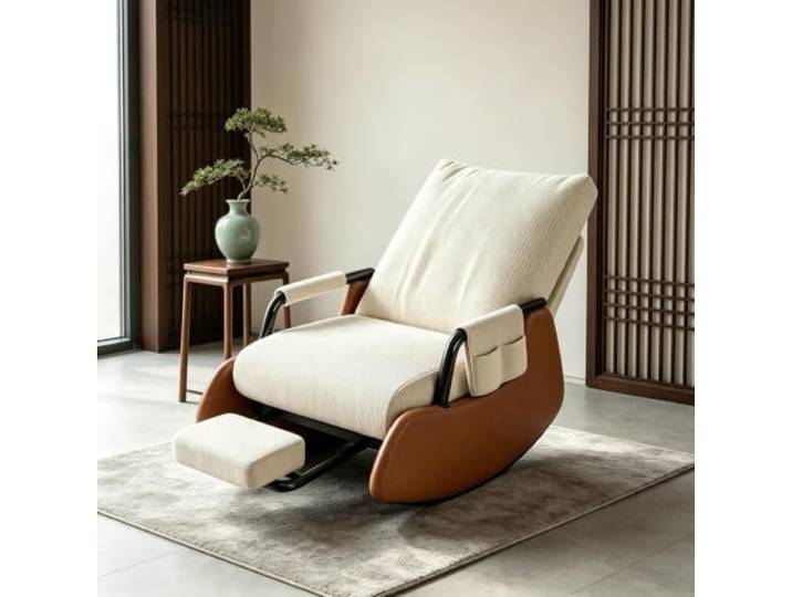 kumamart Schaukelsessel Modern für Wohnzimmer und Schlafbereich Sanfte Schaukelbewegung kombiniert mit integrierter Fußablage für ausgewogenen Sitzkomfort.
