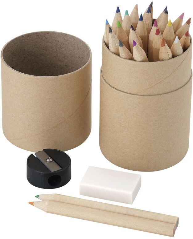 Set de 26 crayons de couleur personnalisable en boîte carton naturel