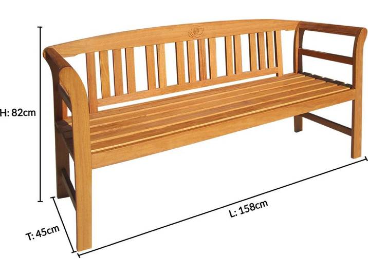 Casaria Banc de Jardin en Bois d'Eucalyptus Certifié FSC - Gravure de Rose