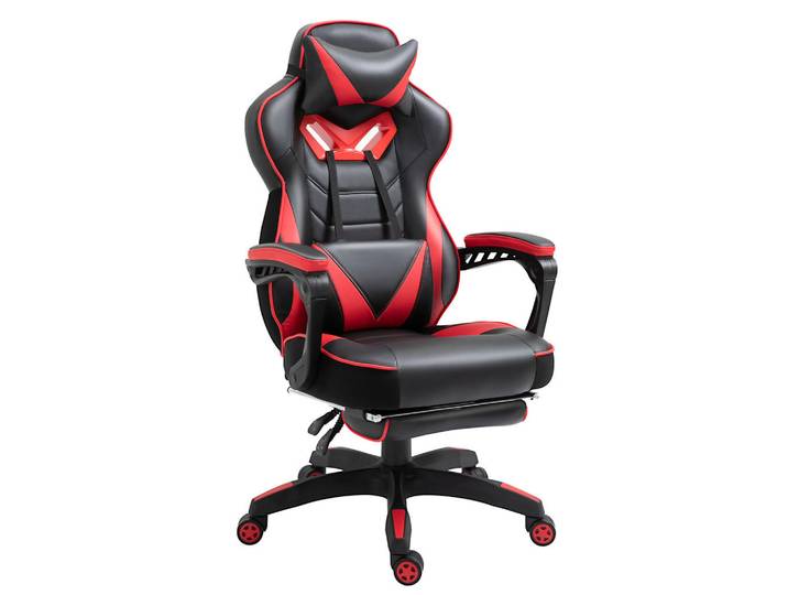 Vinsetto Ergonomischer Bürostuhl, Schwarz+Rot, Mehrfarbig, Leder, 70x118.5x65 cm, Büromöbel, Bürostühle, Gamingstühle