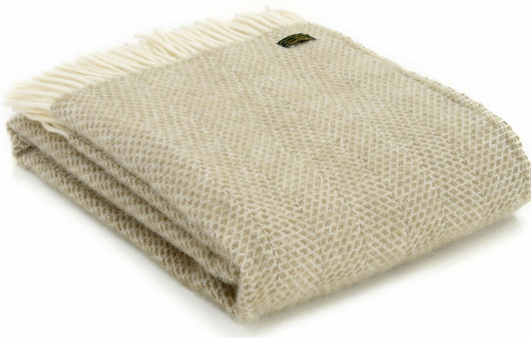 Tweedmill 100% Pure New Wool Throws Oatmeal 59cm W X 72cm L
