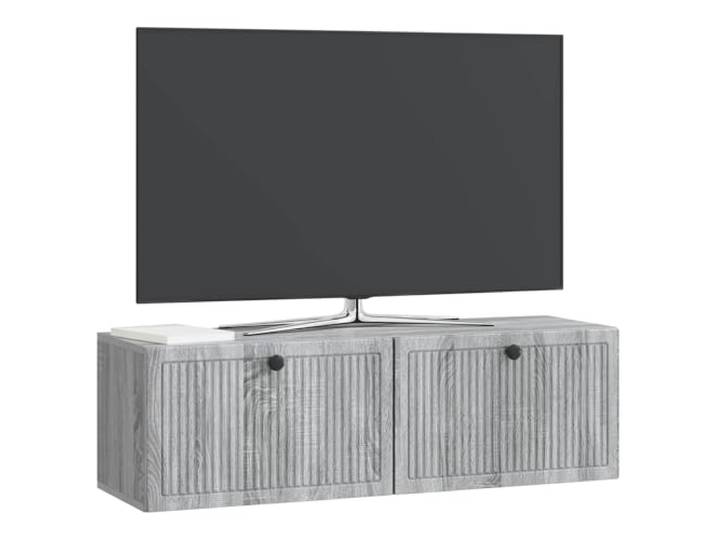 GKHPYURE TV-Wandschrank Sonoma-Grau 98 x 31 x 30 cm Holztechnik, 2 Türen, großer Raum, 90° Türen, Metallknöpfe