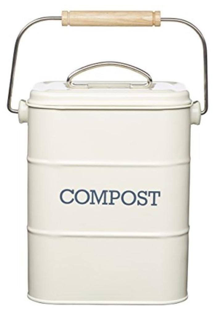 KitchenCraft Living Nostalgia keukencompostbak, metaal, B: 16,5 cm, D: 12 cm, H: 24 cm, antiek crème
