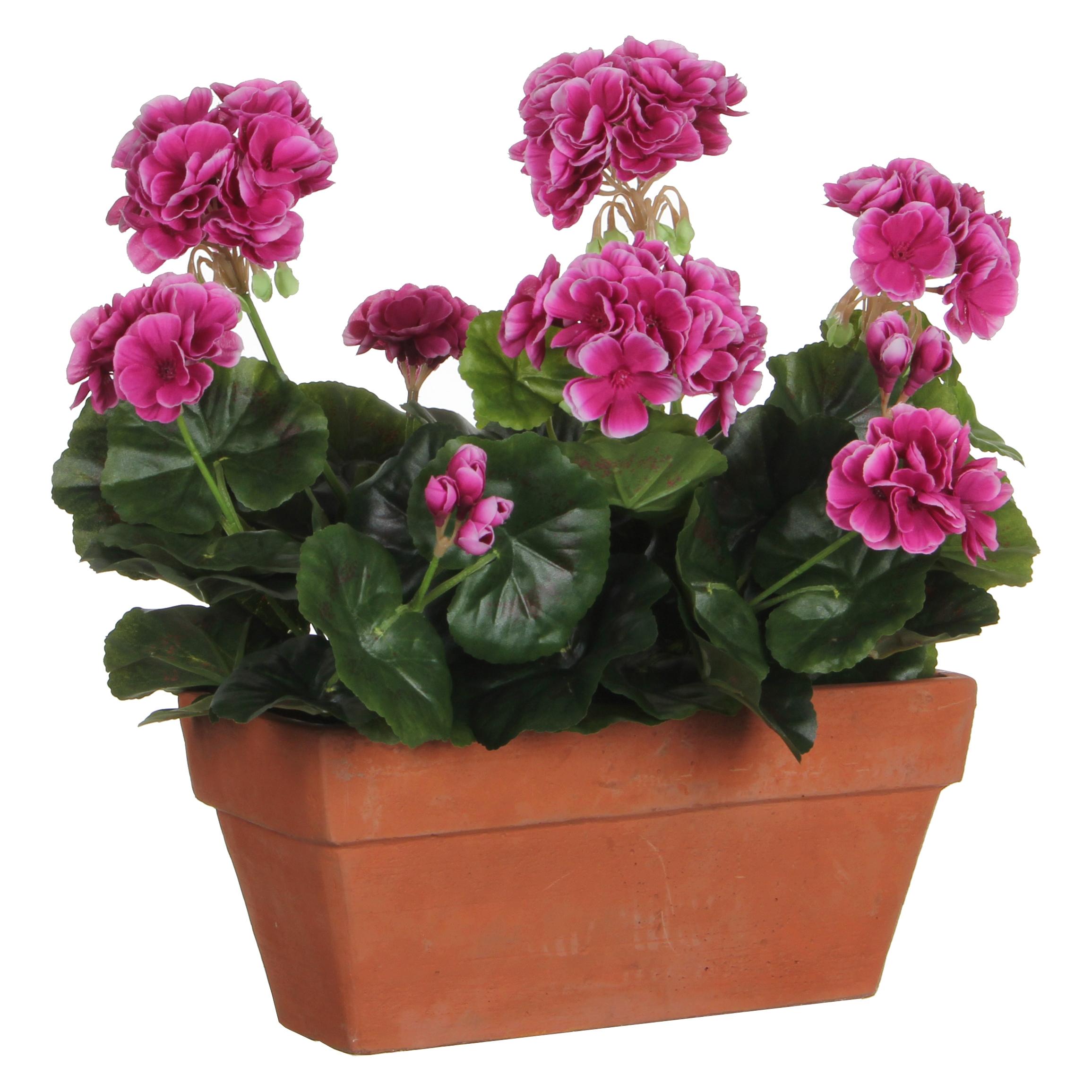 Mica Decorations Geranien Kunstpflanze im Balkonkasten - L29 x B13 x H40 cm - Violett (40 cm) (1046053)
