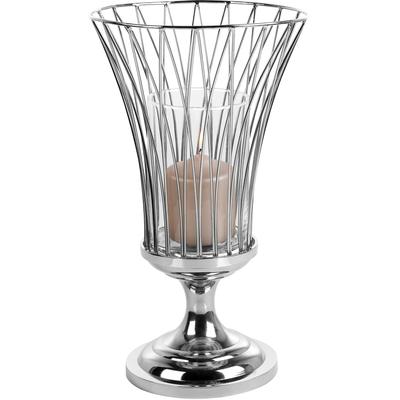 Windlicht FINK "ALLEGRA", silber (silberfarben), H:43cm Ø:25cm, Edelstahl, Glas, Kerzenhalter, Windlicht, Kerzenhalter aus Edelstahl und Glas
