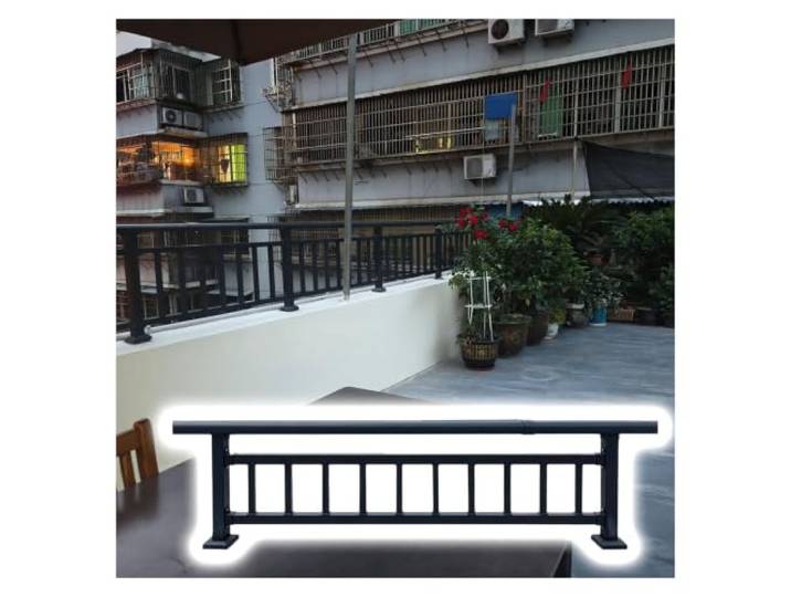 Geländererhöhung Balkon Verzinkter Stahl Absturzsicherung Schwarz Auf Bestellung Gefertigte, Kletterfeste Balkongeländer-Höhenverlängerung, Inklusive Montagematerial, Einfach Zu Installieren
