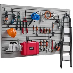 VEVOR Werkzeugwand 1225x2450x20 mm, PVC-Garagen-Lamellenwand mit Zubehör, 136 kg pro Platte, Lamellenwandpaneel mit Kupplungsstruktur und DIY-Zuschnitt, geeignet für Lagerung & Präsentation