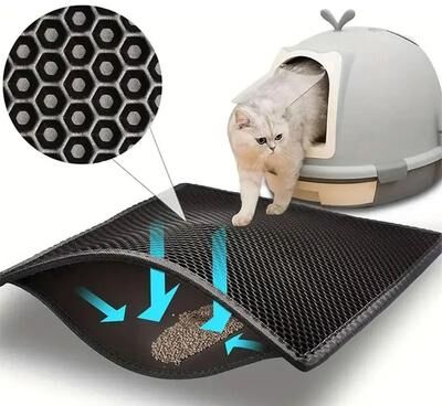 Uplifted Finds Pet Cat Litter Mat Double Layer Waterproof Litter Trapping Pad m black