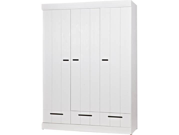 WOOOD Connect Kledingkast 3-Deurs met Lade - Grenen - Wit - 195x140x53