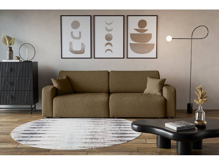 Schlafsofa Braun Teddystoff Quila 245 x 83 x 90cm Modern