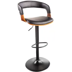 riess-ambiente Barhocker MANHATTAN - Retro schwarz Kunstleder Walnussholz mit Lehne drehbar höhenverstellbar
