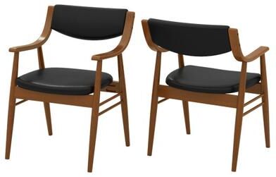 Costway Wooden Dining Chair Set of 2 with Padded Seat and Back-Black