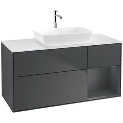 Villeroy und Boch Finion Waschtischunterschrank F831HGHG 120cm, Abdeckplatte white matt, Regale Midnight matt lacquer, Midnight Blue Matt Lacquer