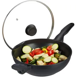 Relaxdays Wok, Pfanne + Kochtopf, Schwarz
