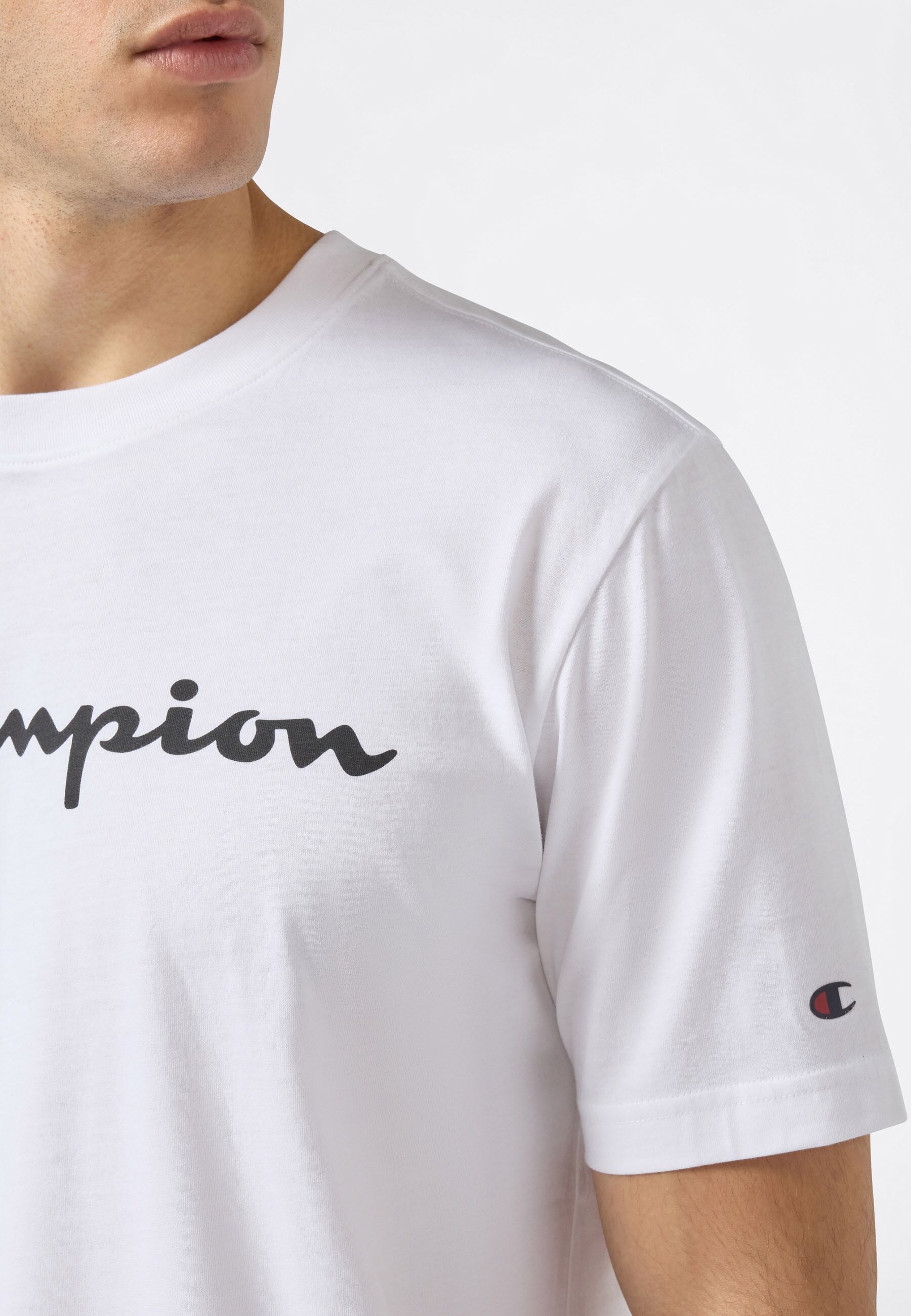 T-Shirt CHAMPION, Herren, Gr. L (52/54), weiss (wht, ns), Obermaterial: 100% Baumwolle, Shirts T-Shirt wht, ns L (52/54)