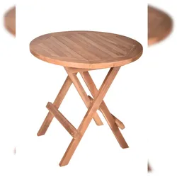 DELUKE Gartentisch NELLE rund - Teak, Teakbraun, 50x50x51cm | Garten Beistelltisch Wetterfest Outdoor Tisch