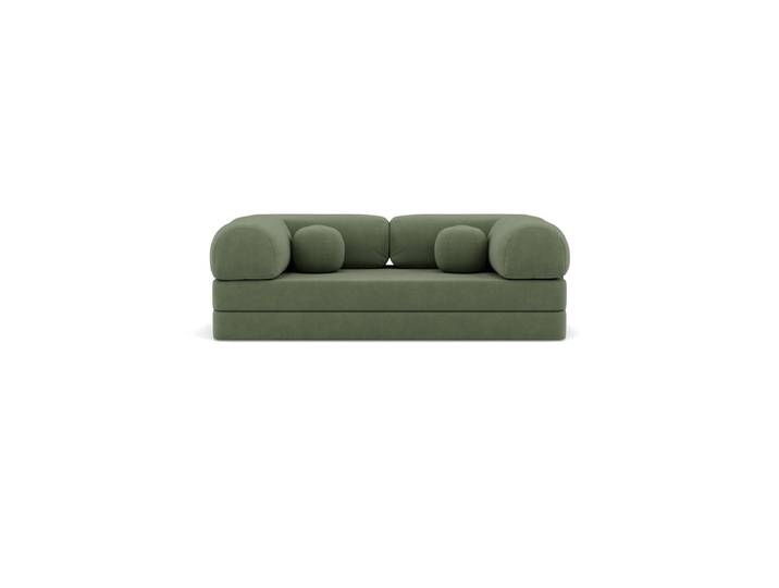 Best Mobilier Canapé 3pl convertible en velours texturé, NEBULA 3 Places Vert Sauge