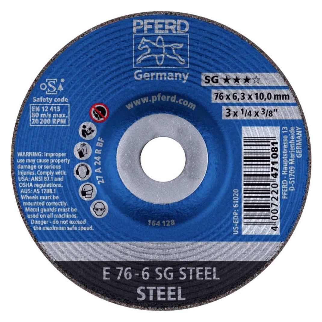 Pferd 62208626 E 76-6 SG STEEL/10,0 Schruppscheibe gekröpft Durchmesser 76 mm Bo (62208626)