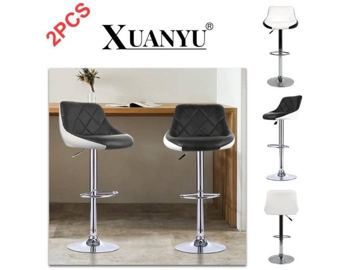 Tabourets de Bar - XUANYU - Réglable - Revêtement en PU - Pied Chromé